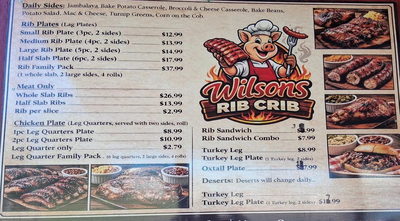 The Rib Crib menu board